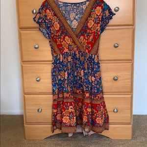 Multi floral pattern surplice top dress